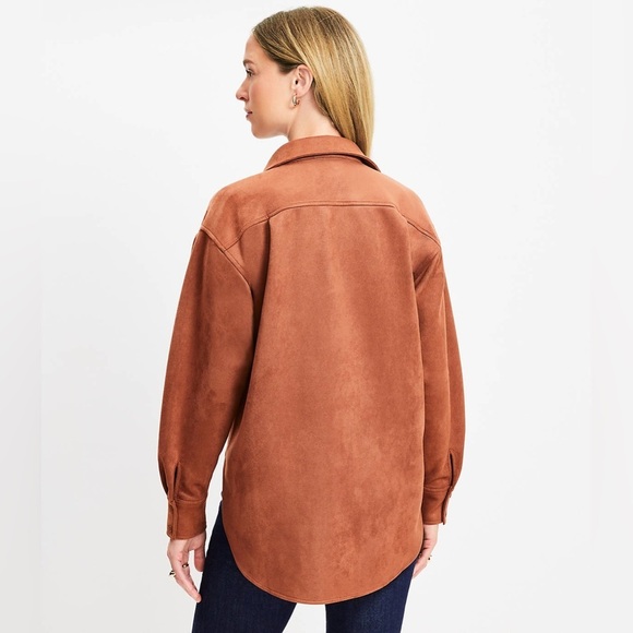 LOFT Faux Suede Relaxed Pocket Tunic Shirt - Picture 2 of 10